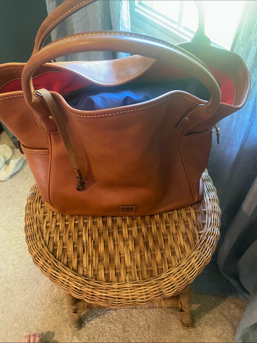 Dooney & Bourke Tan Leather Tote with Red Interior Kristen Tote natural